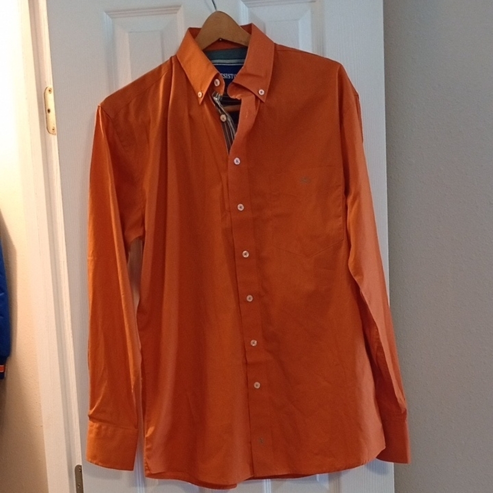 Riestol Vibrant Orange Western Wear Button Down Shirt with Traditional Collar